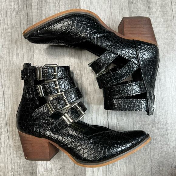 Buckle ARider Eleven Croco Heeled Ankle Closed Toe Sandel Boot Western Size 6 - Picture 2 of 10